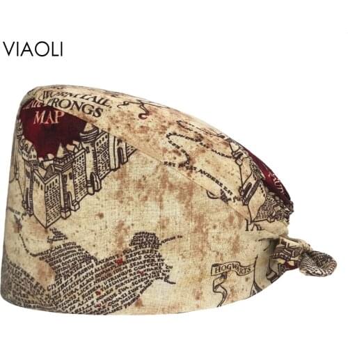 Multicolor unisex 100% cotton Tieback medical Surgical hat doctor clinical lab cap nurse Dentist Beautician Pet clinic scrub hat