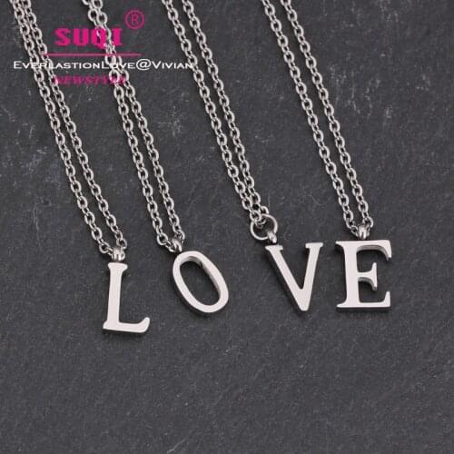 Fashion Personalized silver color stainless steel all letter chokers Necklaces for women girls Necklace letter a pendant chain