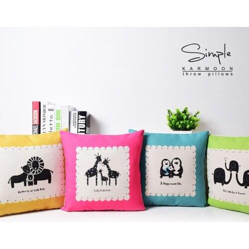 Cartoon animal park pattern 5489 Linen Pillow Case Nordic Pillow Cover Home Decorative Pillows Office Sofa Cushion Cover