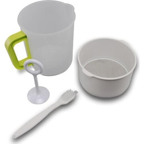 4PCS 1.5L Plastic Soy Milk Maker Filter Set Soy Milk Strainer Nut Milk Bag Alternative including Filter Cup Rod Brush