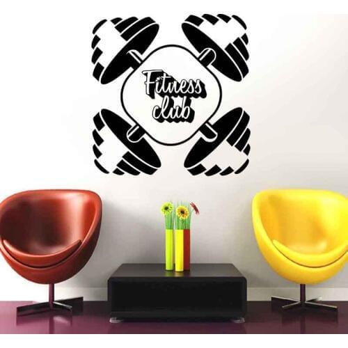 Dumbbell Fitness Club Decal Body-building Posters Vinyl Wall Decals Decor Mural Gym Sticker Fitness Crossfit Decal Gym Sticker