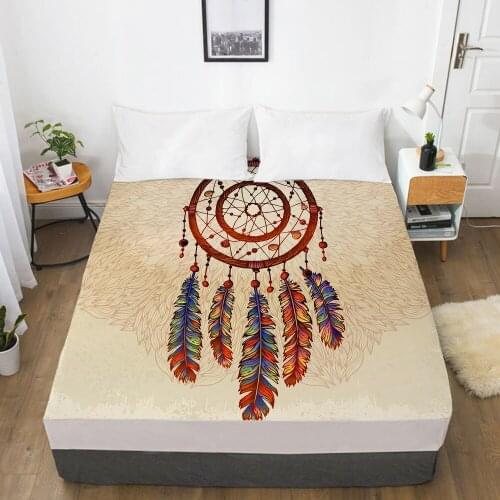 Customize Mattress Cover Fitted Sheets With Elastic Band 3D Bedsheet Linens 135x200 150x200 Bed Sheet Bedding Dreamcatcher