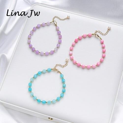 Naturnal Stone Mauve Jade /Pink Seashells Bracelets on Hand for Women Handwork Bangle Jewelry/ Party Wedding Luxury Gift Set