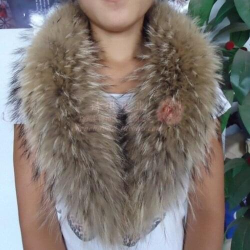 Genuine Natural Raccoon Fur Detachable Collar Scarfs Fashion Coat Sweater Detachable Jacket Luxury Fur Collar C004