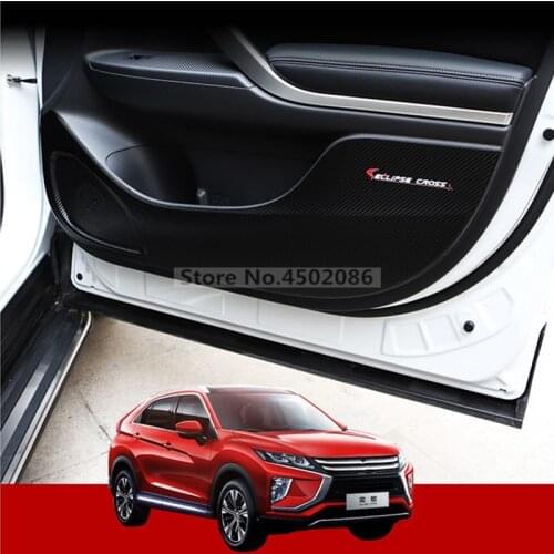 New Car Door Inner Side Anti-kick Anti Kick Protective Carbon Fiber Plate Leather mat for Mitsubishi Eclipse Cross 2018