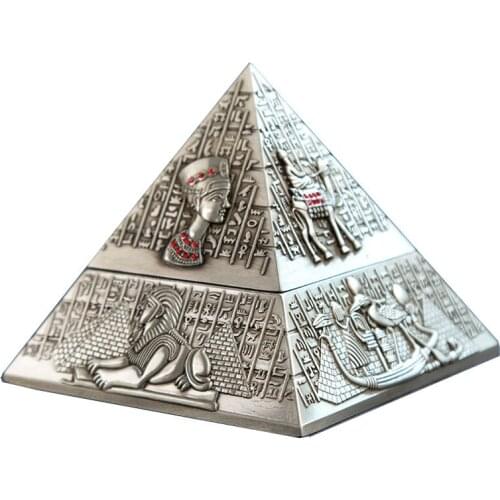Living Room Office Desk Ashtrays Metal Ashtray Innovative Decor Gifts Smoking Set Egyptian-Pharaoh-Pyramid-Shape Ornaments Decor
