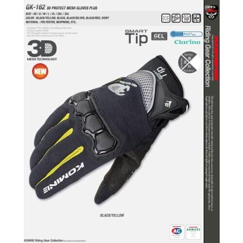 Komine GK-162 Gloves 3D Protect Mesh Touchscreen Plus Motorcycle Bike Cycling Riding MX MTB GK 162 Motocross