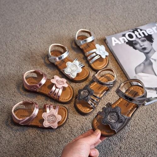 2021 Summer Kids Shoes for Girl Sandals 1 to 6 Years Old Anti-slippery Kids Sandals Girls Pink Sliver Black Beach Shoes BE02044