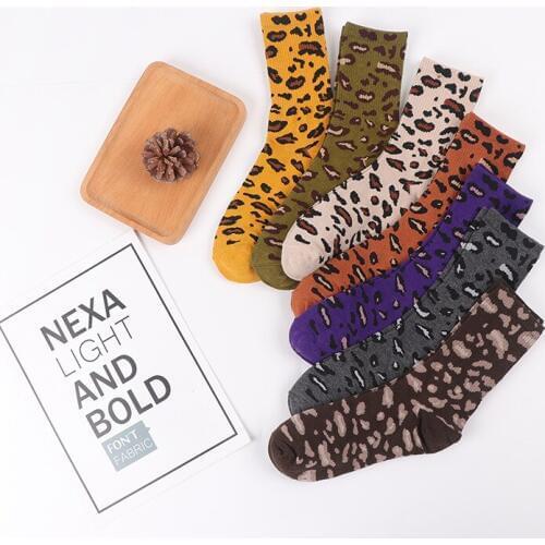 Sexy Leopard Print Women Socks Hot Sale Harajuku Vintage Streetwear Crew Sock for Female Girls Christmas Sock Gifts
