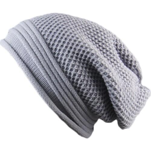 Solid Grey Warm wool hat women and men warm beanies hats casual women solid adult Knitted cap cover head fashion outdoor hats