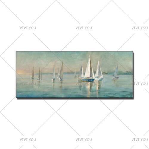 Modern Home Decor Wall Art Picture Hand Painted Sailboat Oil Painting On Canvas Handmade Acrylic Abstract Landscape Paintings