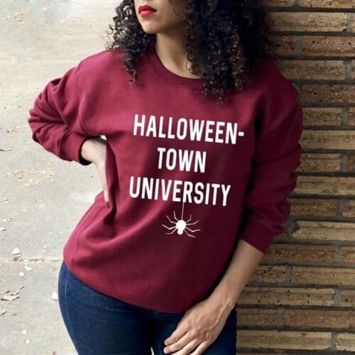 Spider Halloween-Town University Sweatshirt Funny Party Gift Pullovers New Fashion Women Long Sleeve Graphic Jumper Hoodies Tops