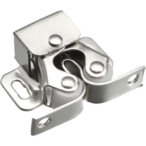 Uxcell 1-2-5-10-20Pcs Retro Cabinet Door Double Roller Catches Ball Latches with Prong Copper Silver Tone Silver Tone 1pcs