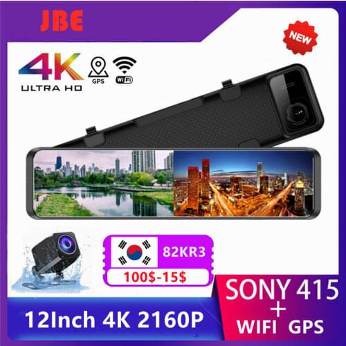 12" 4K Car DVR Video Recorder DashCam3840*2160P Sony IMX415 WIFI Rearview Mirror GPS Track Auto Registrar Night Vision 24H Park