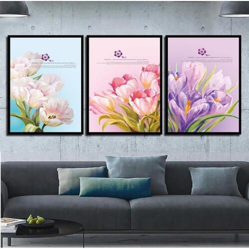 Waterproof 3-pcs Flower Series Abstract Posters And Prints Wall Art Canvas Painting Bunny Nursery Prints Wall Unframe