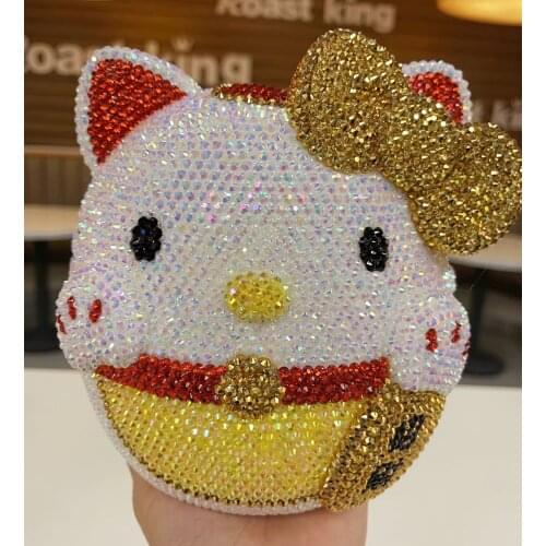 Bling Lucky Kitty Figurines Money Box Feng Shui Lucky Cat Piggy Bank Sparkling Coin Box Kawaii Home Decoration Living Room Decor