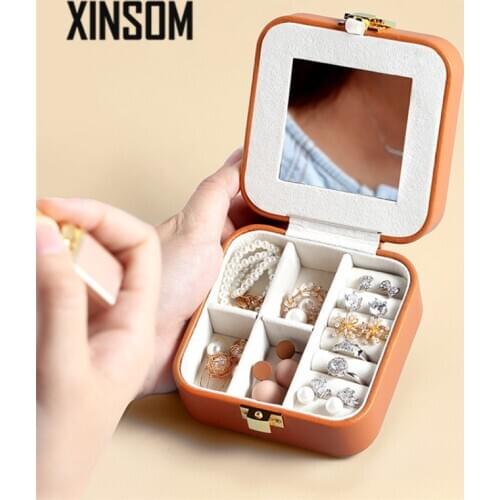 XINSOM Women Jewelry Box High Capacity Necklace Earrings Rings Jewelry Storage Box Portable Travel Case Casket Drop Shipping