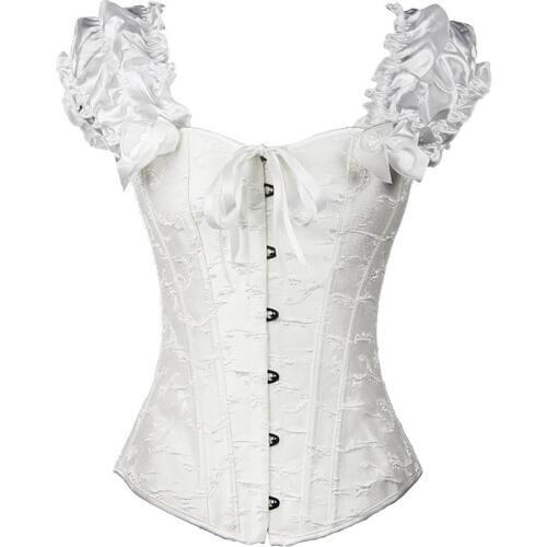 Sexy Gothic Corset Black White Women Victorian Wedding Bride Lace Corset Bustier Tops Corpete Overbust Corsets Plus Size 6XL