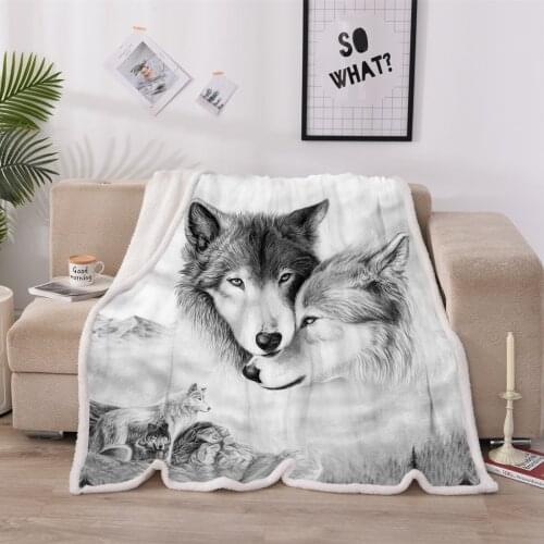 Winter Plush Weighted Velvet Blanket Like Sheep Wool Soft Thick Warm Heated Wolf Animal Print Grey Heavy Child Nebula Blanket