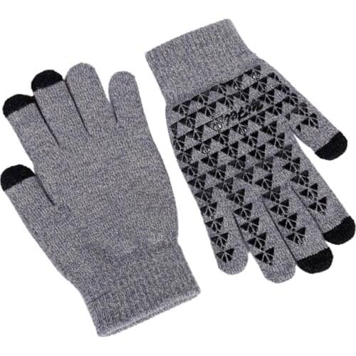 Unisex Winter Knit Touch Screen Gloves Anti-Slip Silicone Thermal Lining Mittens 649C