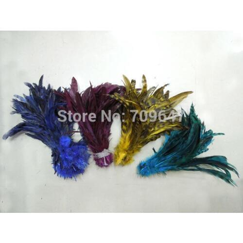 100Pcs/Lot!15-25cm COQUE TAIL FEATHERS Loose /Grizzly Iridescent Royal Blue Rose Yellow Turquoise,feathers decoration