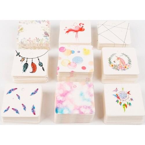 100Pcs/lot DIY jewelry Stud Earring Package Cards Jewelry Display Card Earring Findings 5x5cm earring card Hang Tag card