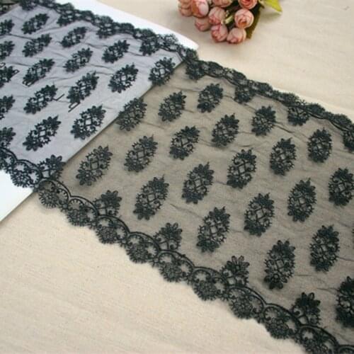 10Meters Black Mesh Tulle Lingerie Lace Trim Flower Sewing DIY Appliques Fabric For Underwear Bra 23cm Width Hot Sale