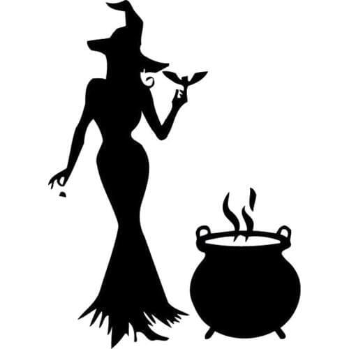 15.1cm*10.9cm Fashion Decor Halloween Witch Decal Vinyl Car-styling Car Sticker Black/Silver S6-3983