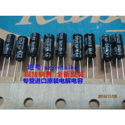 2020 hot sale 30PCS/50PCS Electrolytic capacitor 50V4.7UF 5X11 MHE series of 105 degrees Rubycon good quality free shipping