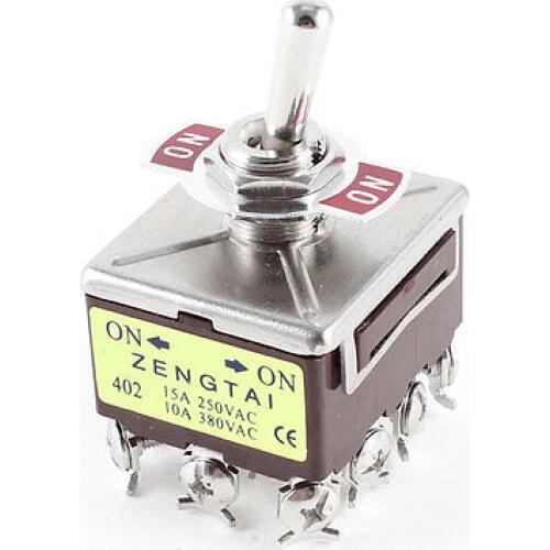 4PDT 12 Terminals On-On 2 Position Toggle Switch AC 15A/250V 10A/380V