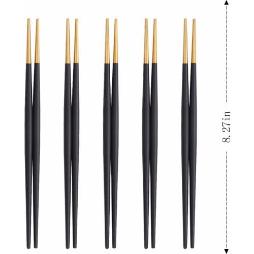 5 Pairs Gold Japanese Korean Style Chinese Chopsticks Sushi Sticks Noodles Rolls Food Tableware Reusable Travel Metal Chopsticks