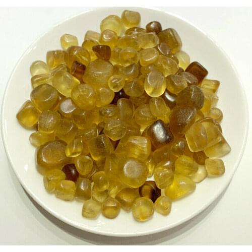 50g Natural Yellow Fluorite Gravels Polishing Stone Energy Fish Tank Decoration Natural Stones and Minerals Fluorite Stones