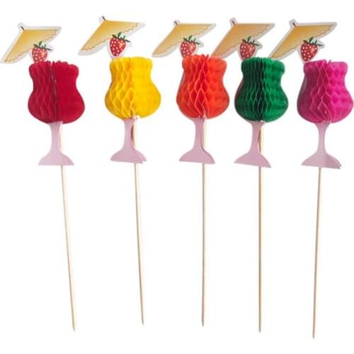 50 Pack Cup Bamboo Food Sticks Decorative Cupcake Dessert Cake Fruit Salad Sticks Cocktail Toothpick Skewer Party Supplies 2021