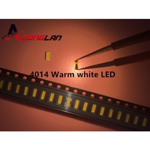 500pcs/lot 0.2W SMD 4014 LED Lamp Bead13-26lm Warm white SMD LED 2800K Beads LED Chip 3.0-3.4V Free shipping
