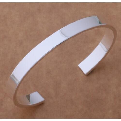 AB058 Lucky Silver Color Charm Bangle Bracelets For Women Fashion 925 Jewelry Smooth Bracelet /acvaiuca Ajhajaoa