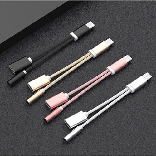 2 In 1 AUX Audio Splitter Cable Type C Adapter For Huawei P40Pro P30Pro P20Pro Honor 20 Pro Xiaomi 9 Converter USB C Connector