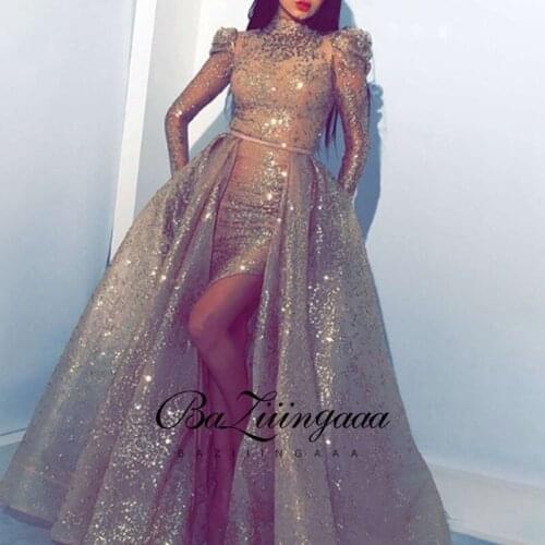 BAZIIINGAAA Luxury Ball Gown Long Woman Gown 2021 Sequins Evening Dresses Parties Robe de bal Plus Size Prom Party Gowns