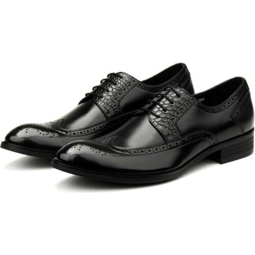 Large Size EUR45 Black Oxfords Social Shoes Mens Business Shoes Genuine Leather Wedding Dress Shoes