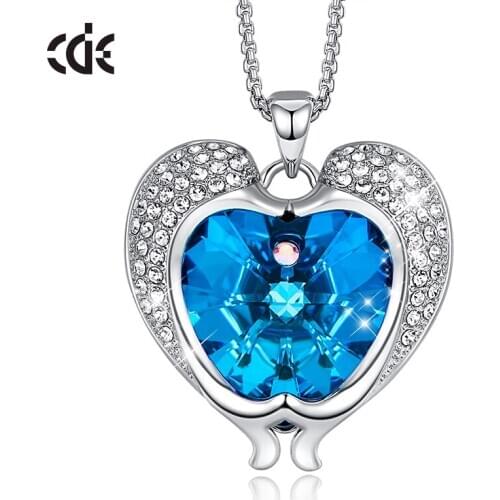 CDE Women Animal Necklace with Blue Crystals Dolphin Pendant Necklace Fashion Party Jewelry Gift for Women