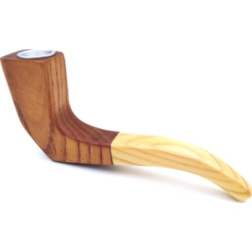 Sickle shape Wood Pipe Smoke Chimney Filter Smoking Pipes Herb Tobacco Pipe Cigar Gifts Narguile Grinder Cigarette holder