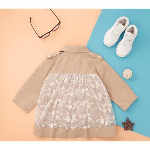 2021 Girls Coat Fashion Lace Coats for Baby Girls Spring Kids Outerwear Autumn Long Sleeve Children Patchwork Tops for 12M-8Y