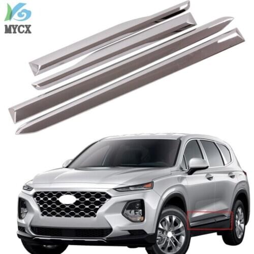 For Hyundai Santa Fe ix45 2019-2020 ABS Chrome Car Side Door Body Cover Moulding Trim Strip Car Exterior Accessories 4pcs