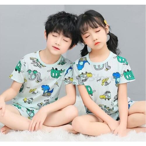 Boys Girls Pajamas New Summer Short Sleeve Childrens Clothing Sleepwear Pyjamas Sets For Kids 2 3 4 5 6 7 8 9 10 11Years
