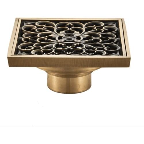 Euro Floor Drains Antique Brass Shower Floor Drain Bathroom Deodorant Euro Square Floor Drain Strainer Cover Grate Waste