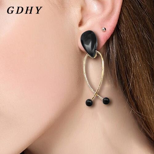 GDHY European Girl Earrings Black Waterdrop Long Alloy line Drop Earring Oorbellen For Women earrings Beauti eardrop Jewelry