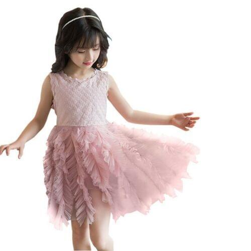 Focusnorm Fashion Kids Baby Girl 2-6Y Flower Dress Lace Tutu Party Gown Bridesmaid Sleeveless Cute Dresses Sundress