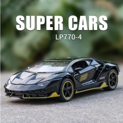 Hot 1:32 scale wheel diecast car Germany bull logo Lambor Centenario LP770-4 metal model with light sound pull back vehicle toy