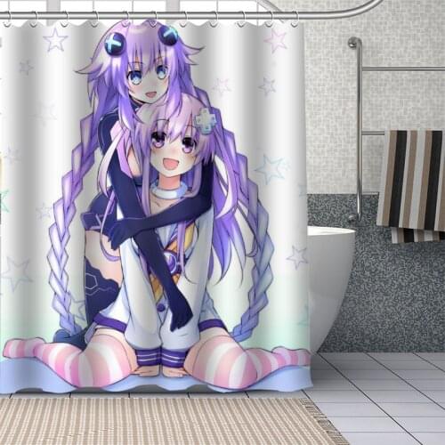 Hot Custom Anime Hyperdimension Neptunia Curtains Polyester Bathroom Waterproof Shower Curtain With Plastic Hooks More Size
