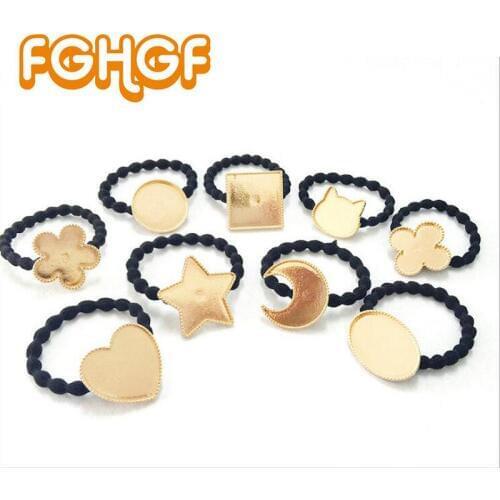 Creative Hair Band Cat Bezel Tray Setting UV Resin Headware Moon Star Heart Jewelry DIY Women Accessories Craft