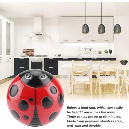Kitchen 60-Minute Timer Ladybug-Shaped Rust-Proof Mechanical Alarm Clock Durable Kitchen Tools